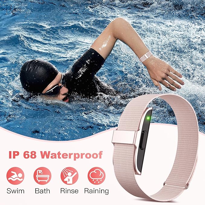 Fitness Tracker with Blood Pressure & Blood Oxygen Monitor, 24/7 Heart Rate Sleep Tracking, IP68 Waterproof Smart Watch, Step Calorie Counter, Activity Tracker for Men Women - No Subscription (Pink1)