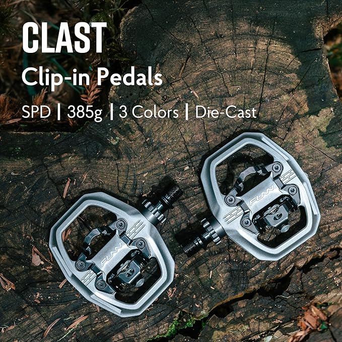 Funn Clast Clip-in Pedals with Dual Platform for MTB, Commuting, Touring, SPD-Compatible Clipless Pedal on One Side, Flat Platform on The Other
