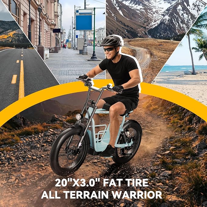 Caroma Peak 1200W/1000W/800W/500W Electric Scooter with Seat,16"/20" Fat Tire Ebike All-Terrain,Max 30Miles&20MPH Electric Scooter Adults,Electric Motorcycle Adults with Storage Basket for Cargo&Pets
