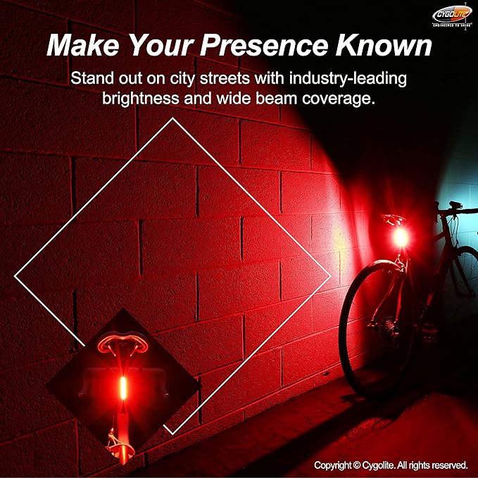 Cygolite Hotrod 120, 90, 50 Lumen Bicycle Tail Light Models- Night & Daytime Modes– Wide Glowing LEDs- Compact Sleek– IP64 Water Resistant– Sturdy Flexible Mount- USB Recharging–Great for Busy Roads