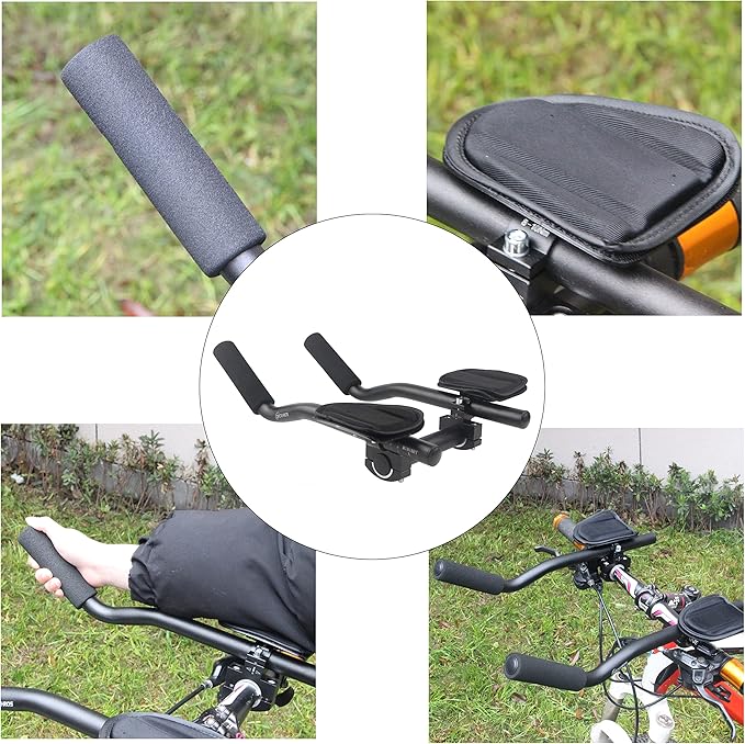 Bike Aero Bar, Aluminum Alloy Aero Bars for Road Mountain Bike, Bicycle Racing TT Handlebar Clip on Armrest Bar, Relaxation HandleTriathlon Handkebars …