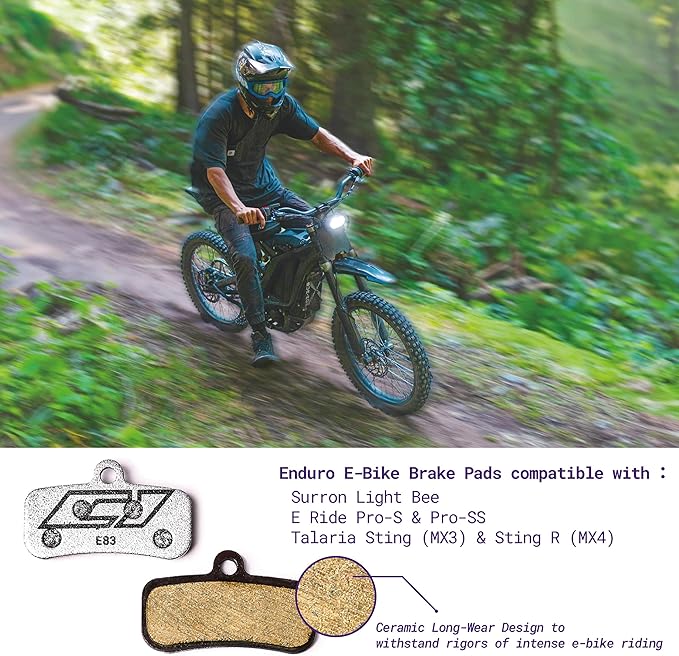 Bike Disc Brake Pads Compatible with/Replacement for Shimano 4 Piston Calipers XTR XT Surron SLX Deore Saint Zee Tektro TRP Quadiem for Mountain Bikes/MTB 83 (Ceramic/Semi-Metallic)