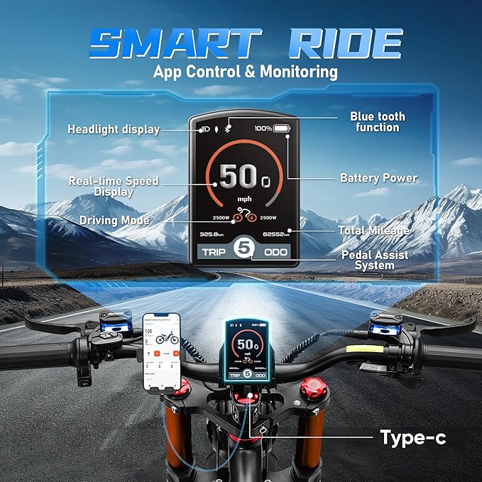 eAhora 2025 Latest Romeo Pro 3/2/Pro 5600W/50Mph 4000W/46Mph Dual Motor Electric Bike for Adults, 60V/80Ah 52V/70Ah 250+Miles Long Range Ebike 26''*4.0 Fat Tire Full Suspension Off-Road Ebike, UL2849