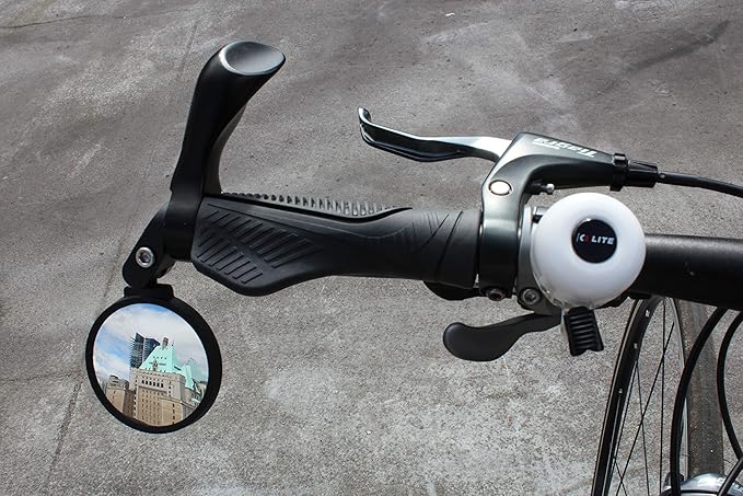 Hafny Bar End Bike/Bicycle Mirror, Stainless Steel Lens, Safe Adjustable Rearview Cycle/E-bike Mirror, HF-MR083 (Black 62mm)
