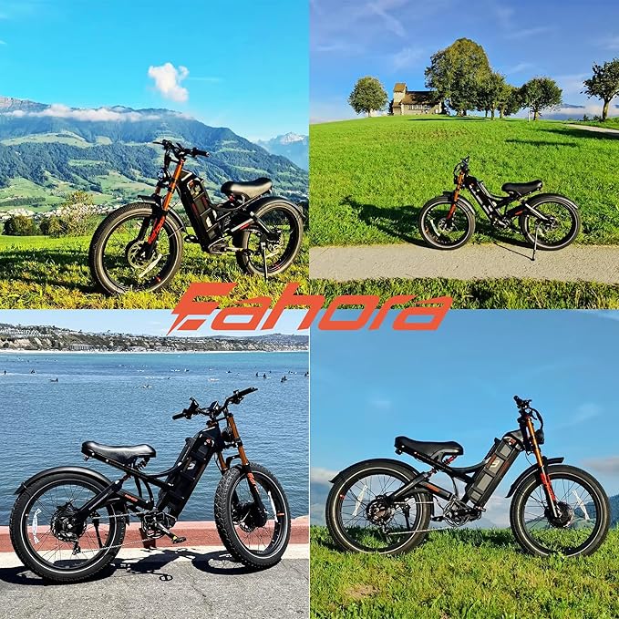 eAhora 2026 Romeo Pro3/2 50/46Mph Ebike 5600/4000W Dual Motor 200+Miles Electric Bike for Adults, 52V/70Ah 60V/80Ah Long Range 26 * 4.0" Fat Tire Full Suspension Electric Mountain Bike
