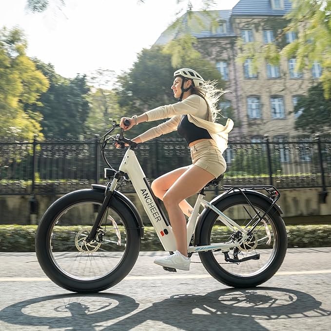 ANCHEER 26" Electric Bike for Adults, 1000W Peak Motor, 28MPH Speed, 60 Miles, 48V 15Ah Removable Battery, Fat Tire Electric Bike Off-Road EBike for Men & Women, UL2849 Compliant, 7 Speed, RoverL/H
