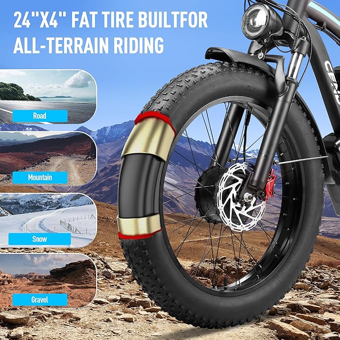 Peak 8000W Max Output Dual Motor Ebike Fast 47MPH 58V 36AH Battery Electric Bike for Adults 105 Miles Long Range 24 Inch Fat Tire Commuter Electric Bicycle for Men Women