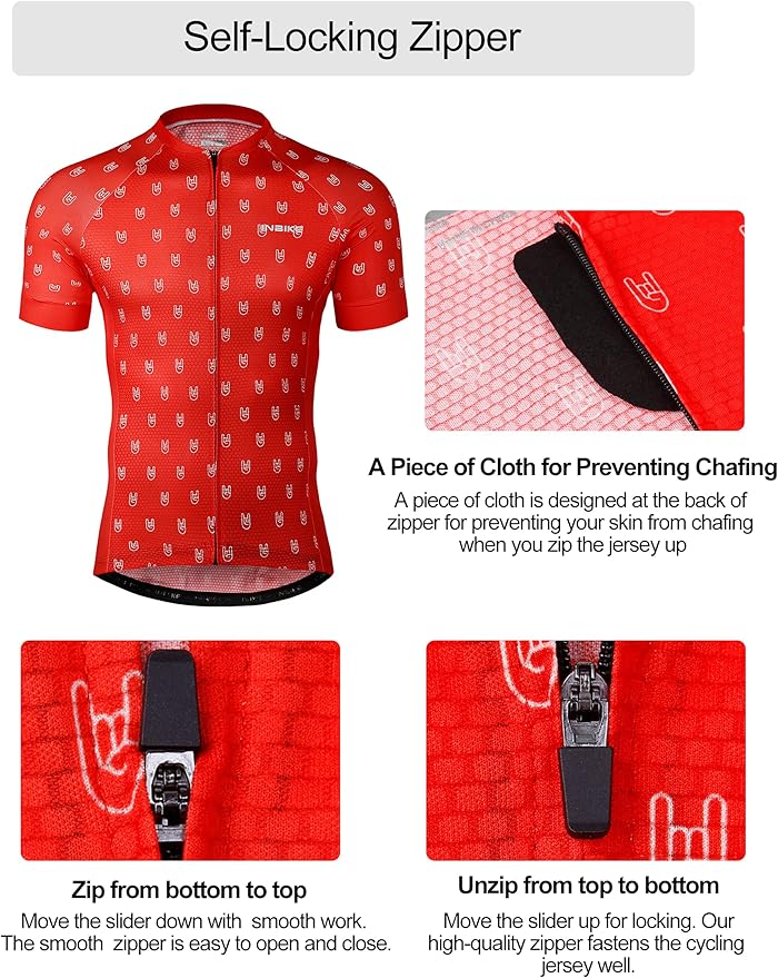 INBIKE Mens Cycling Jersey 3 Rear Pockets Moisture Wicking Short Sleeve Quick Dry Reflective Biking Shirts