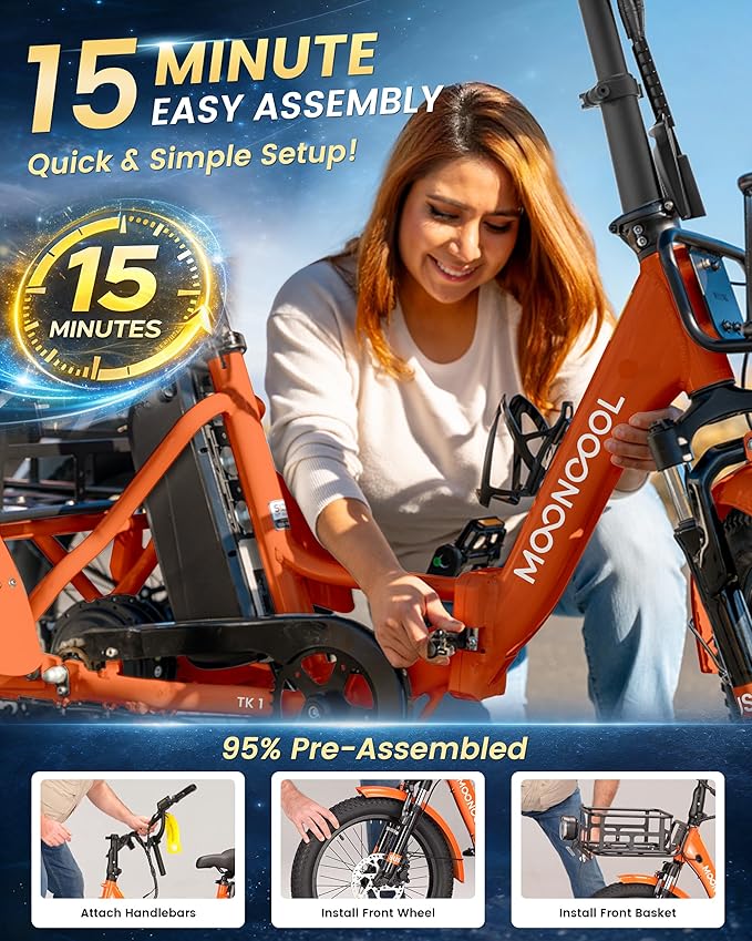 MOONCOOL Electric Trike for Adults, 500W/750W 48V Electric Tricycle for Adults Peak Power 1500W, 20"x3.0" Fat Tire 3 Wheel Electric Bike, Folding Aluminum Adult Tricycle with Removable Battery