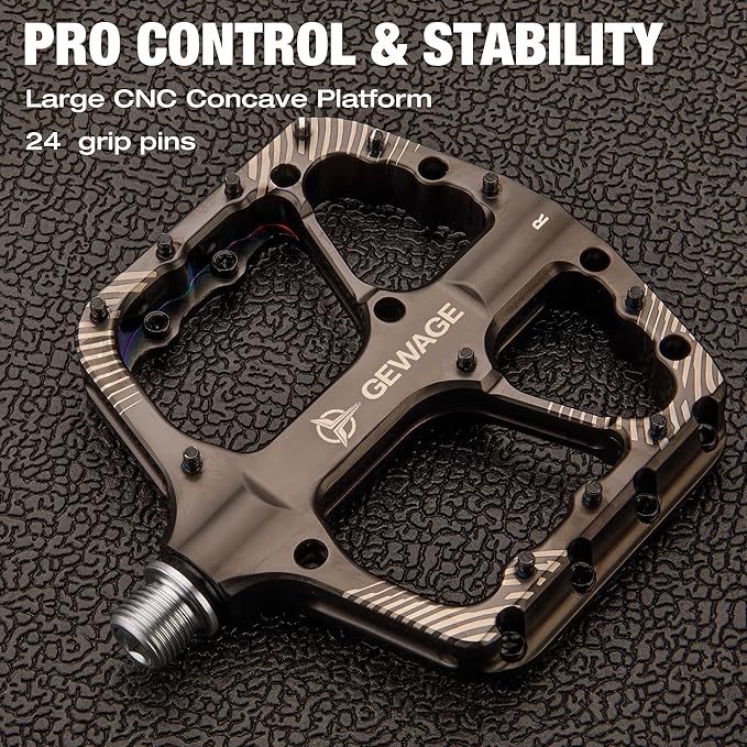 Mountain Bike Pedals -Bicycle Flat Pedals Aluminum 9/16" Sealed Bearing -Wide Platform for Road Mountain Gravel BMX MTB Bike Ideal for Downhill & Trail