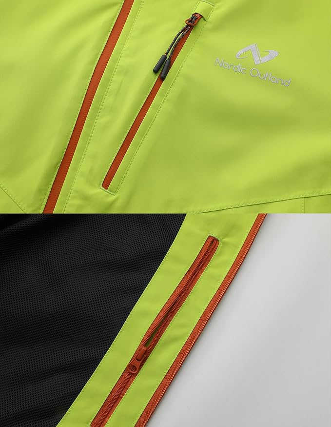 Mens Lightweight Hooded Waterproof Rain Jacket Breathable Raincoat Shell for Outdoor Mountain Hiking