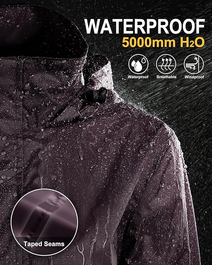 33,000ft Women's Rain Jacket Waterproof Lightweight Packable Raincoat with Hood for Golf Hiking Travel Windbreaker