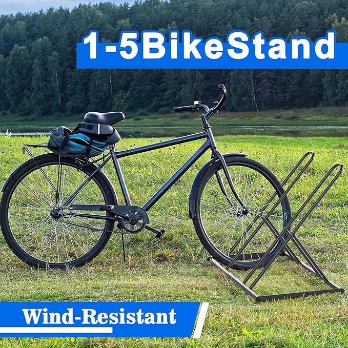 Tuenort 2 Bike Rack, Parking Bike Stand, Outdoor For Mountain Floor Bike Rack, Heavy Duty For Bicycle Garage, Space-Saving Bicycle Holder For Home, Yard, Office, Black