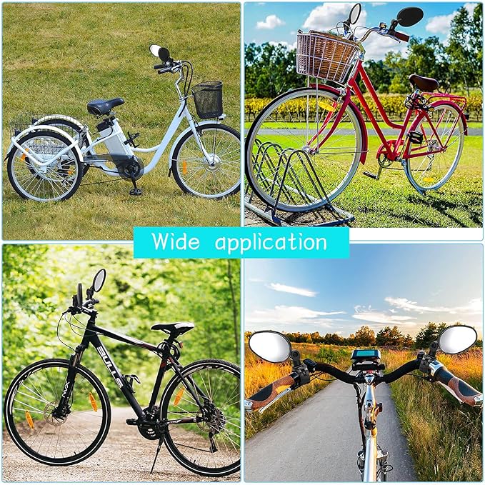 Hestya 2 Pcs Bike Mirror 360 Degree Adjustable Safe Rotatable Handlebar Mirror Bicycle Accessories Shockproof Acrylic Convex for Mountain Road Bike