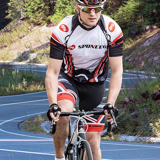 sponeed Cycling Jersey Short Sleeve Suits Men Bike Clothing Road Bicycle Shorts Padded Outfits