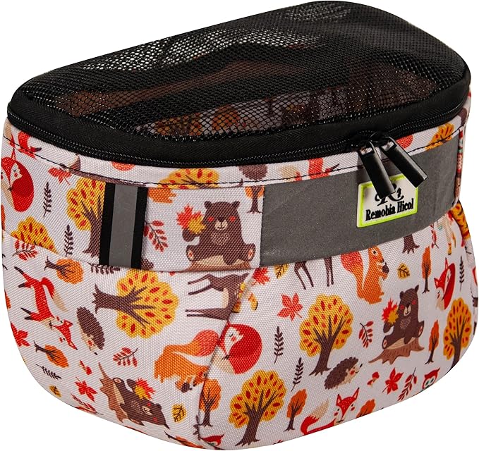 Kids Bike Basket,Durable Front Frame Bicycle & Scooter Basket Bag,Waterproof Fabric Bicycle Handlebar Bag for Boys, Girls, Toddlers with Zipper Mesh Lip (Beige Animal)