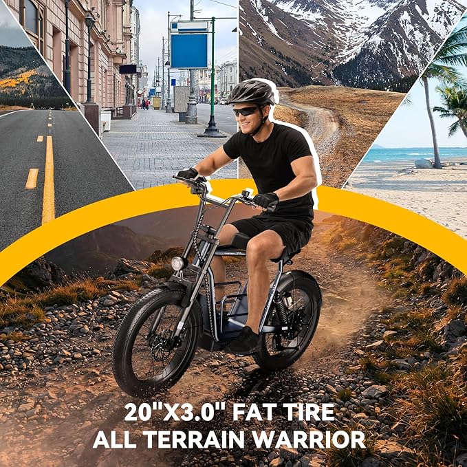 Caroma Peak 1200W/1000W/800W/500W Electric Scooter with Seat,16"/20" Fat Tire Ebike All-Terrain,Max 30Miles&20MPH Electric Scooter Adults,Electric Motorcycle Adults with Storage Basket for Cargo&Pets