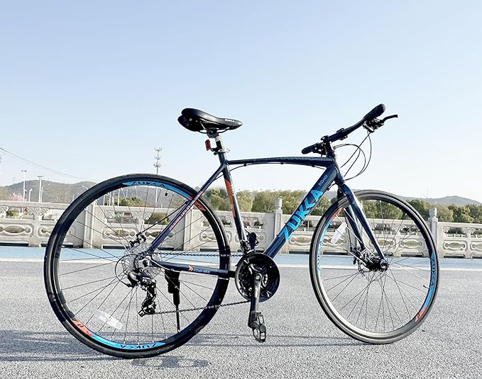 L-TWOO Road Bike 700C Wheels 3 x 8/24 Speed Dual Disc Brake Road Bike Straight Handlebar Smooth Driven System Hybrid Bike Commuter Bike for Women Men Junior Senior