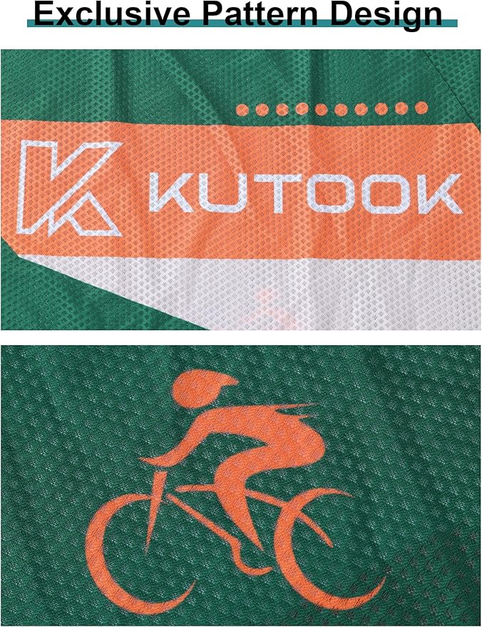 KUTOOK Loose Fit Cycling Jersey Quick Dry MTB Shirts Short Sleeve Top for Men