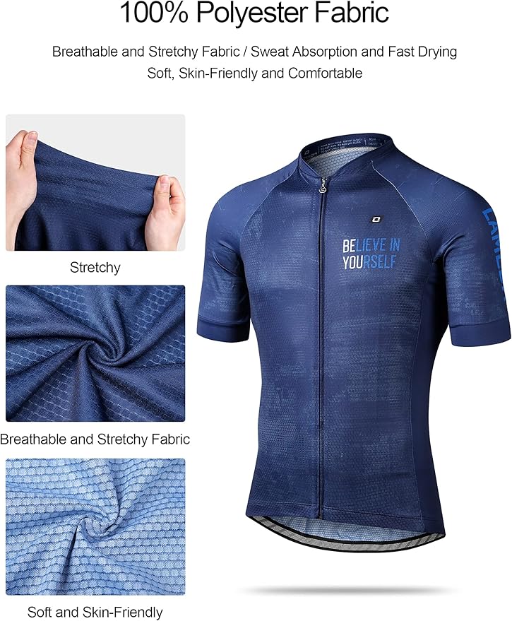LAMEDA Men's Cycling Jersey Breathable Lightweight Short Sleeve Elastic Pro Road Bike Shirt Full Zip