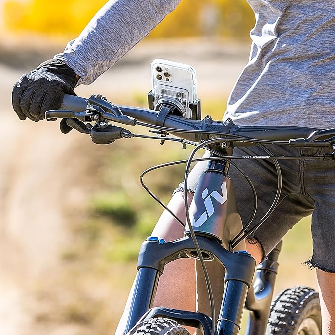 Nite Ize Squeeze Rotating Smartphone Bar Mount, Universal Bike Phone Holder For Bar or Stem, Compatible With iPhone/Galaxy/Edge/Google Pixel and more, Translucent