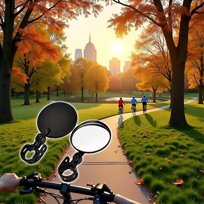 2Pcs Black Adjustable Rear View Mirror for Bikes, Safe Universal Rearview Mirror for Handlebars, Wide Angle Acrylic Convex Safety for Adult Bikes/Kids/Road/Mountain Bike