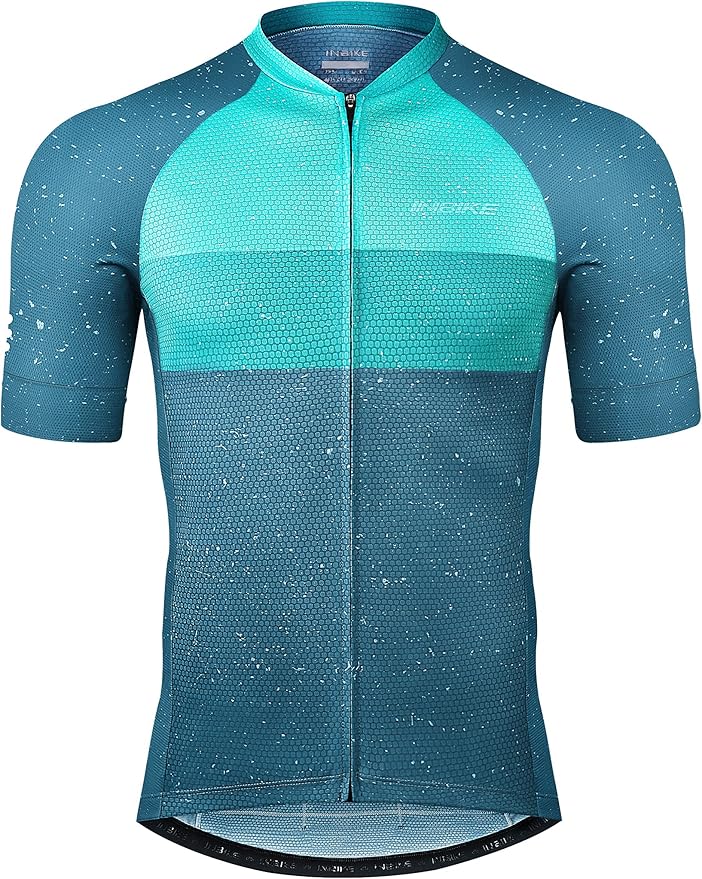 INBIKE Mens Cycling Jersey 3 Rear Pockets Moisture Wicking Short Sleeve Quick Dry Reflective Biking Shirts