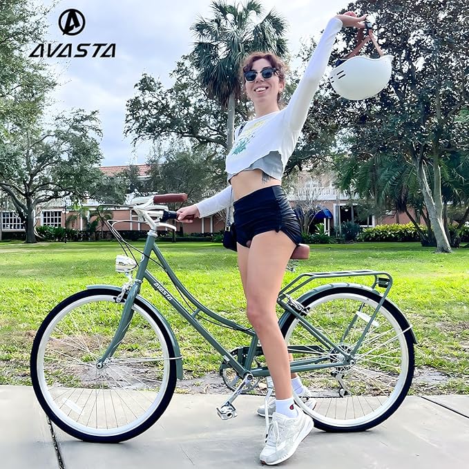 AVASTA Vela Hybrid Bike for Adult Women Female Lightweight Step Through 26 Inch High Tensile Steel Frame City Commuter Comfort Lady Bicycle, 6-Speed, Multiple Colors
