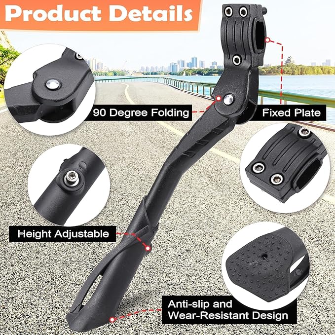 Bike Kickstand for Adult Bikes,Aluminum Alloy Bicycle Kickstand Adjustable for 24-29 Inch,Bicycle Kickstand for Mountain Bike, Trek Bike, Road Bike, City Bike,Non-Slip Sole (style-3)