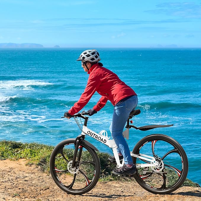 26 Inch Adult Folding Mountain Bike, 21 Speed Foldable Bicycle with Full Suspension, High Carbon Steel Frame, Folding Bikes for Men/Women/Teen, Dual Disc Brake