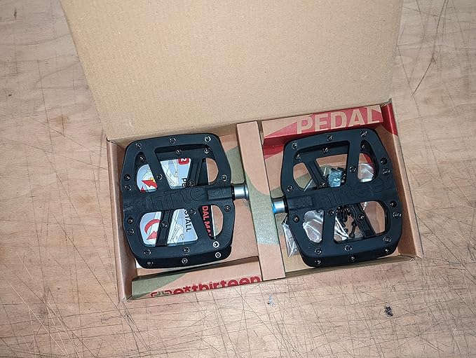 e*thirteen Components Composite Base Flat Pedals for MTB, Mountain Bike, BMX, eBike, eMTB