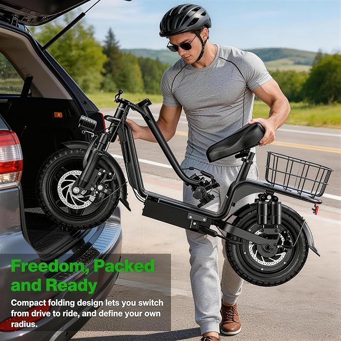 Electric Scooter Adults, 1300W/900W Peak Motor, Electric Scooter with Seat, 48V 13Ah/10.4Ah Battery, 14" Tires, 35/28 Miles Range, 20 MPH, 330 LBS Load, Dual Braking