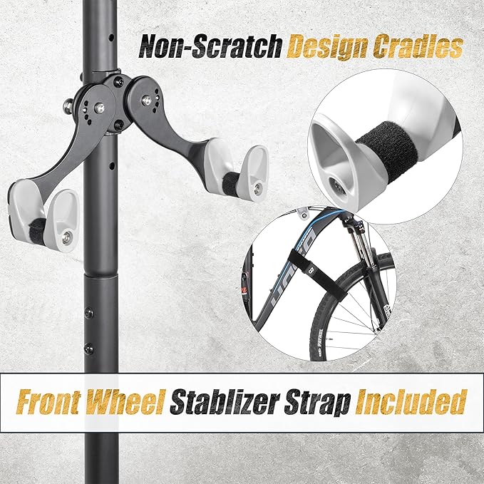 CyclingDeal 2 Bike Bicycle Vertical Hanger Parking Rack Gravity Floor Storage Stand for Garages or Apartments, 2 Bikes (Horizontal)