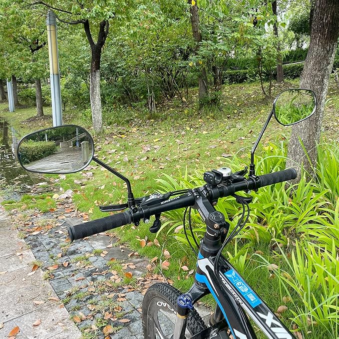 Bike Mirrors for Handlebar Mount, 2PCS Bike Rear View Mirror, HD Glass Bicycle Mirrors for E-bike, Mountain Bike, City Bikes & Scooter (Left&Right 0.87-0.98")