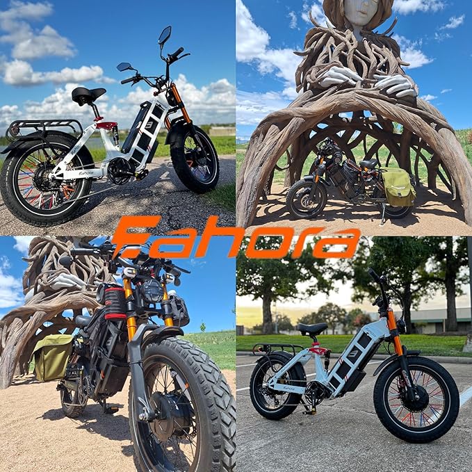 eAhora Juliet Pro 2 Electric Bike for Adult, Dual Motor | 5200W/1200W | 43/31 Mph | 70Ah/60Ah 200 Miles Long Range | 20" Fat Tire | for Commute | Delivery | Women