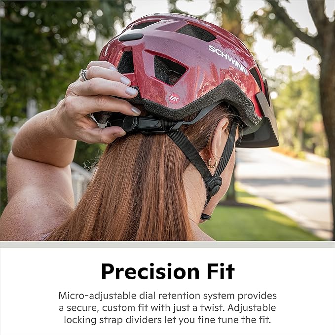 Schwinn Yahara ERT Bike Helmet for Adult Youth Men Women Ages 8 and Up, Can Fit Head Circumference 54-62 cm, with 14 Vents, Removable Visor, and Adjustable Locking Strap