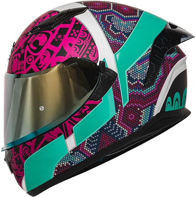 HAX Obsidian Full Face Dual Visor Adult Motorcycle Helmet for Motorbike Street Bike with Pinlock Ready DOT Approved HUICHIOL Aqua XL
