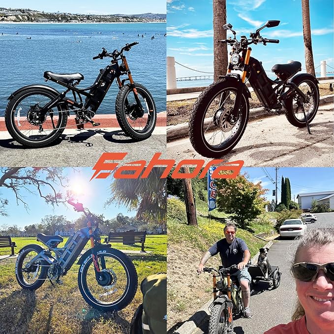 eAhora 5600W Romeo Pro 3 Dual Motor Electric Bike for Adults 50MPH, 60V70A, 26x4 Fat Tire Full Suspension All Terrain Ebike for Men Women, Up to 200 Miles for Snow Off-Road Commuter Mountain E-Bike