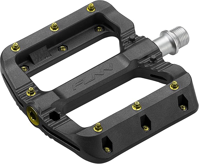 Funn Black Magic Plastic Flat Mountain Bike Pedal Set - Lightweight Wide Platform Bicycle Pedals for Stability, 9/16-inch CrMo Axle Bike Pedals for MTB/BMX/Urban/Gravel Riding