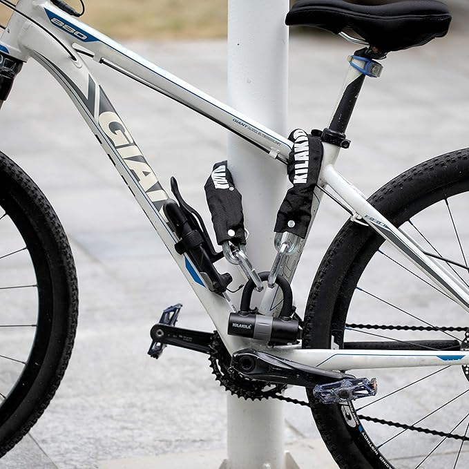 Security Chain Lock - Heavy Duty 10mm Bicycle and Motorbike Lock With 16mm U Lock