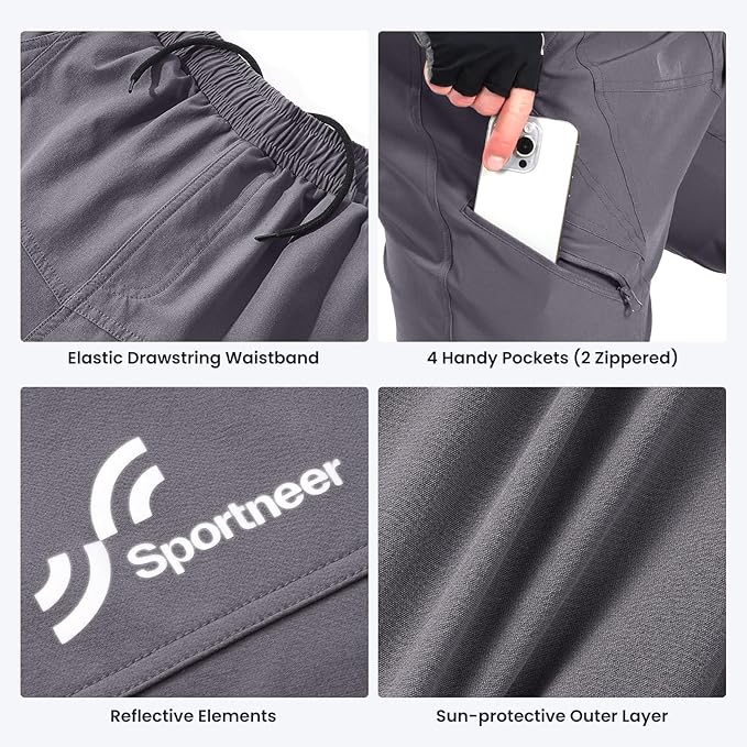 Sportneer Bike Shorts for Men: 3D Padded Lightweight Riding Biking Cycling Mountain Bike Shorts for Men with Zipper Pockets