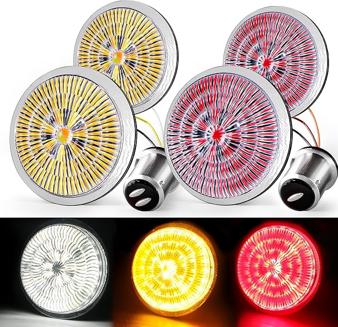 New Upgrade 2 Inch 1157 Front 1156 Rear LED Turn Signal Light Kit Compatible with Dyna Sportster Softail Road Street Glide Road King Cruiser Turing 1986-2023 (4PCS)