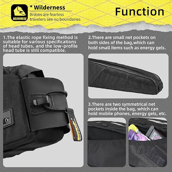 Bike Top Tube Bag Bicycle Front Frame Bag 2.1L with Dual Side Mesh Pockets for MTB Road Bike Cycling Commuting and Outdoor Adventures