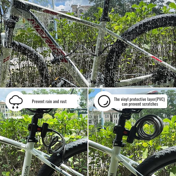 Diyife Bike Lock, [6ft/1.8m] Bike Cable Locks with 2 Keys, Weatherproof Heavy Duty Bicycle Lock Cable Anti-Theft Security Cable with Mounting Bracket for Ebike, Scooter, Motorcycle