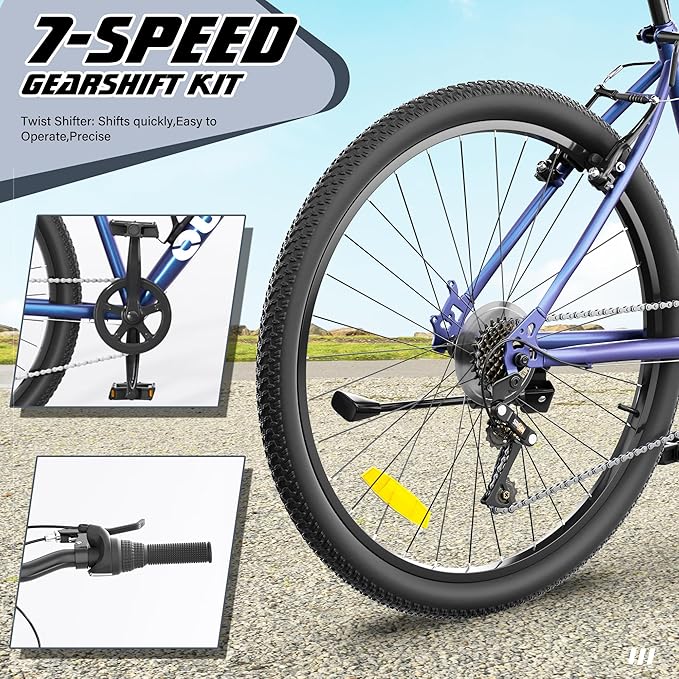 Outroad 26 Inch Comfort Mountain Bike,7-Speed/High-Carbon Steel Adult Bike with V Brakes, Adjustable Ergonomic Seat Bicycle for Men and Women