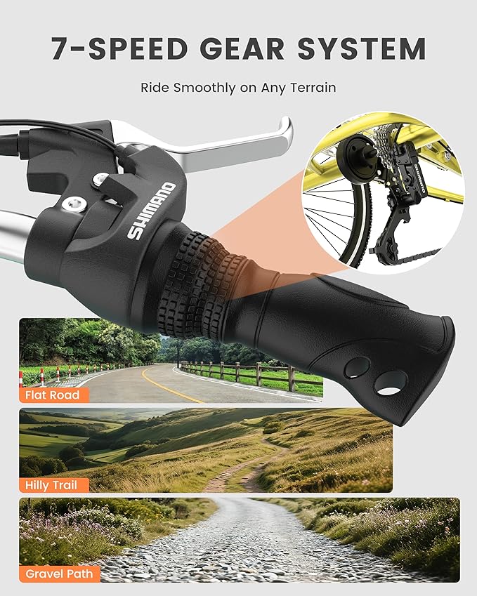 Slsy Adult Folding Tricycles, 7 Speed Folding Adult Trikes, 20 24 26 Inch 3 Wheel Bikes with Low Step-Through, Foldable Tricycle for Adults, Women, Men, Seniors