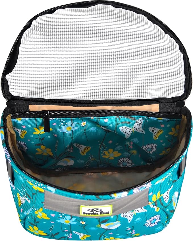 Kids Bike Basket,Durable Front Frame Bicycle & Scooter Basket Bag,Waterproof Fabric Bicycle Handlebar Bag for Boys, Girls, Toddlers with Zipper Mesh Lip (Light Blue Flower)