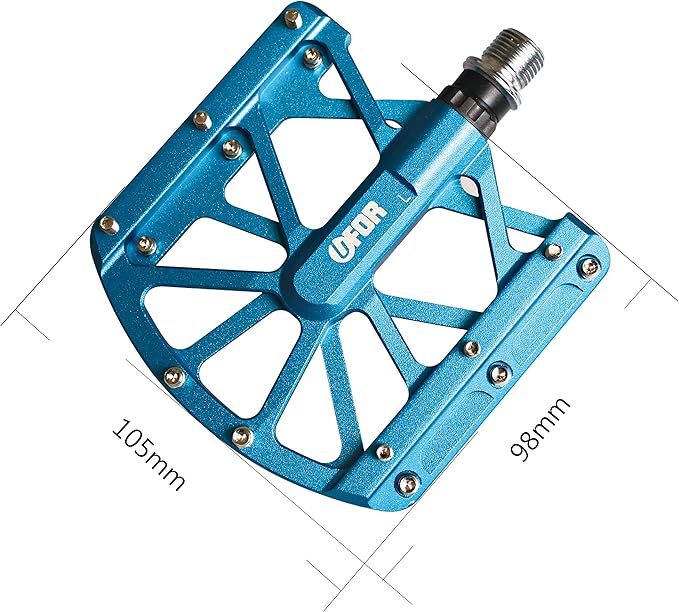 UFOR Platform Bike Pedals – Lightweight Anti-Slip MTB Pedals with Sealed Bearings & Traction Pins, Wide Flat Design for Mountain, BMX, Urban Cycling