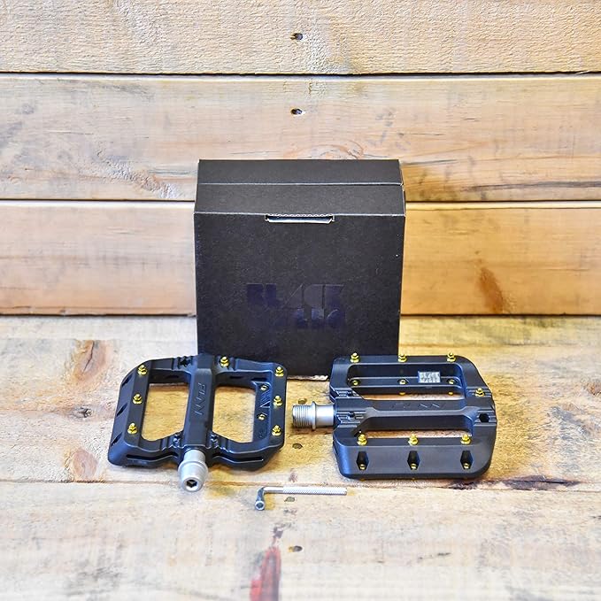 Funn Black Magic Plastic Flat Mountain Bike Pedal Set - Lightweight Wide Platform Bicycle Pedals for Stability, 9/16-inch CrMo Axle Bike Pedals for MTB/BMX/Urban/Gravel Riding