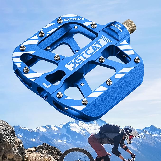 Mountain Bike Pedals Flat - MTB Pedals Flat, Bicycle Pedals, Road Bike Pedals, BMX Pedals, for BMX MTN Road Gravel EBike, Specialized Parts, Adults, Aluminum Metal Stamp 9/16"